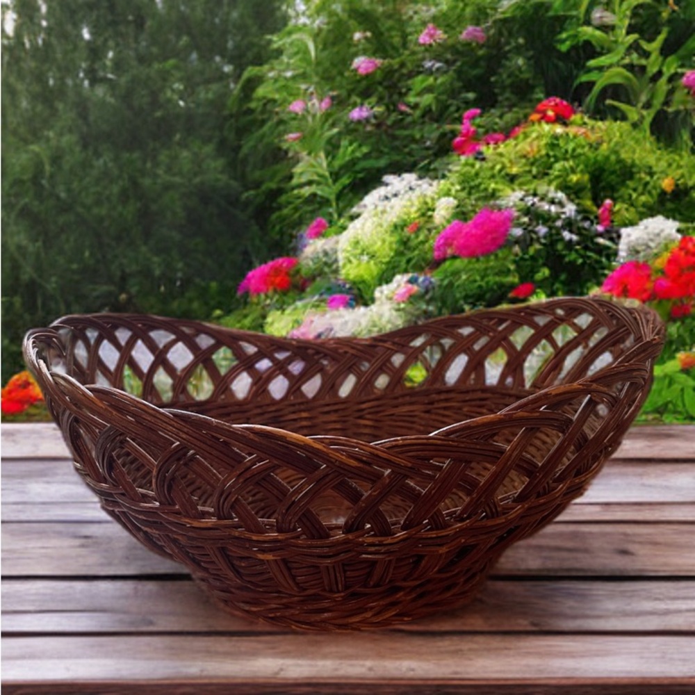 Brown Intricate Basket Accent